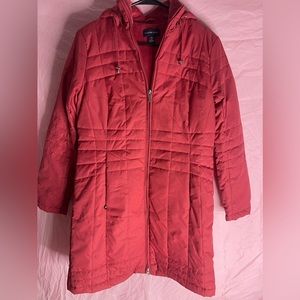 Lands End XS 2-4 winter coat pink/red color with pockets inside & outside jacket